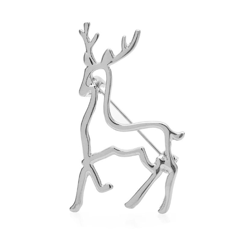 Silver plated DEER Outline Brooch - Click Image to Close